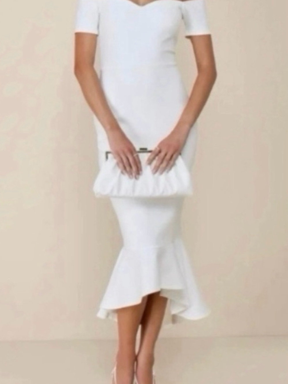 Lulu's White Off-Shoulder Midi Mermaid Skirt